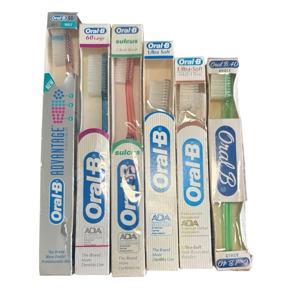Vintage Oral B 1980s & 1990s Toothbrush Lot of 6